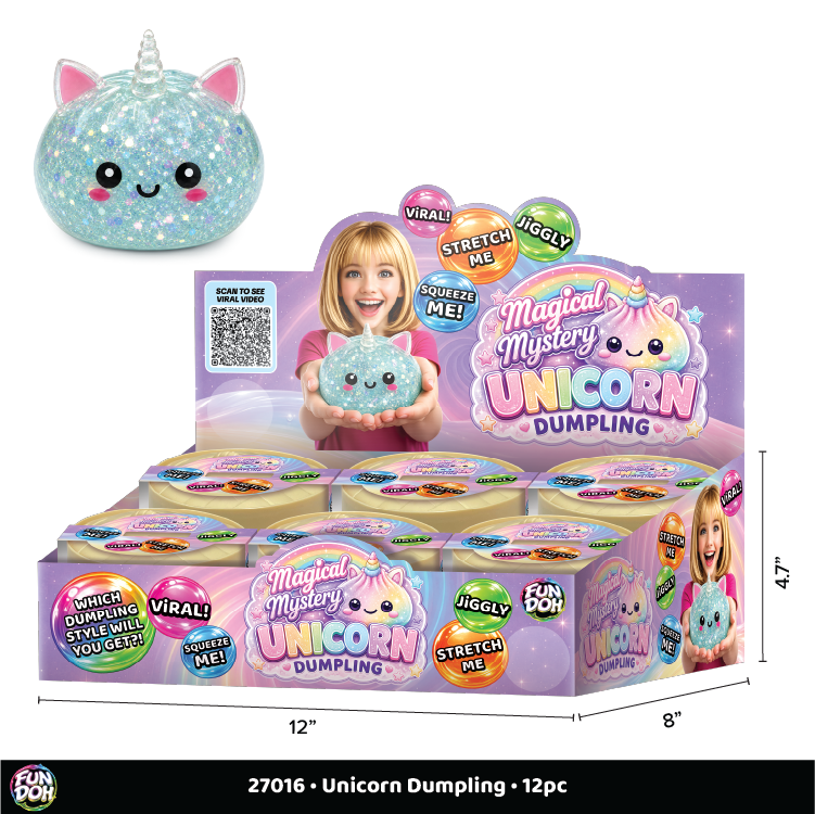 Fun Doh Unicorn Mystery Dumpling Squishy Toy - 12/Display - Nandy&
