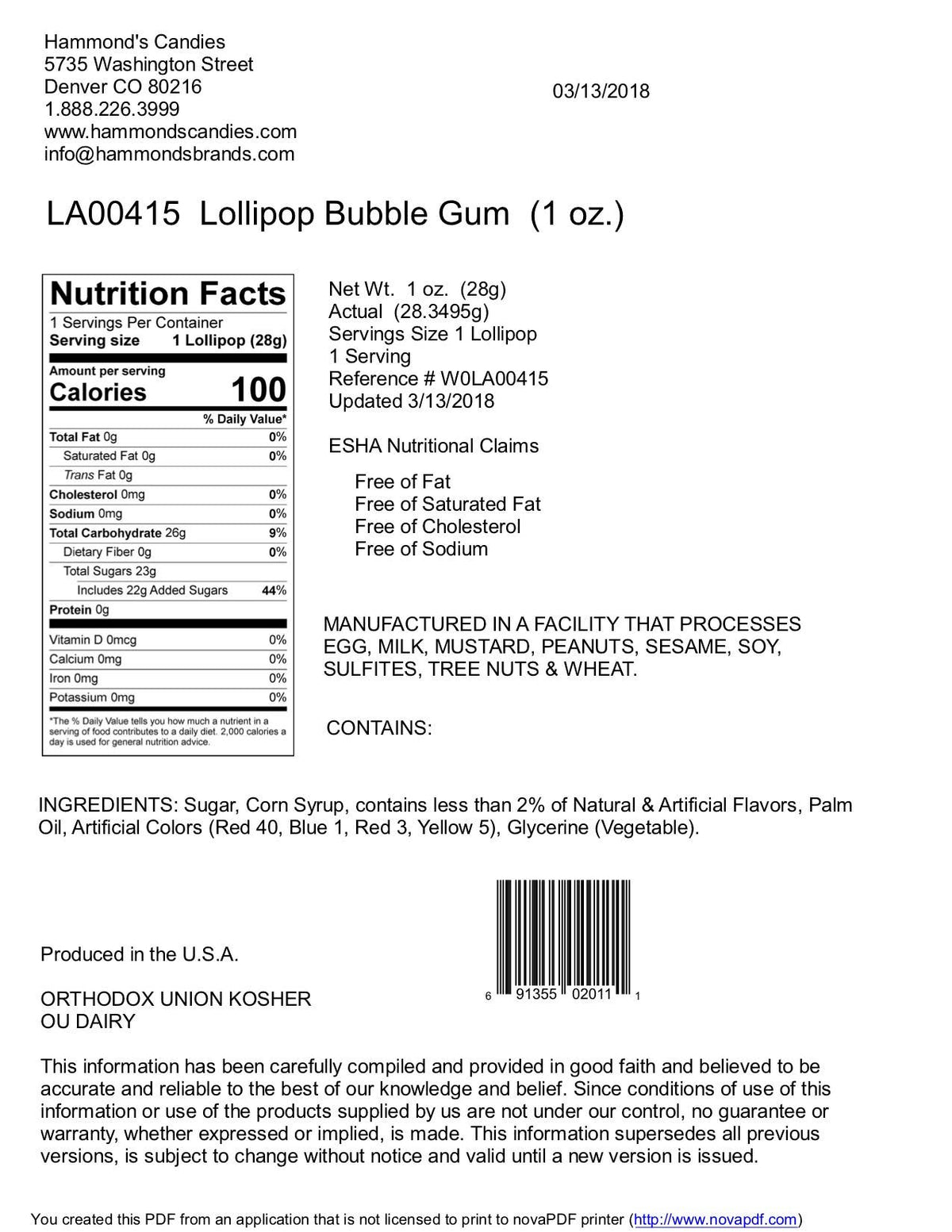 Handmade Lollipop - Bubblegum - 1 oz - Nandy&