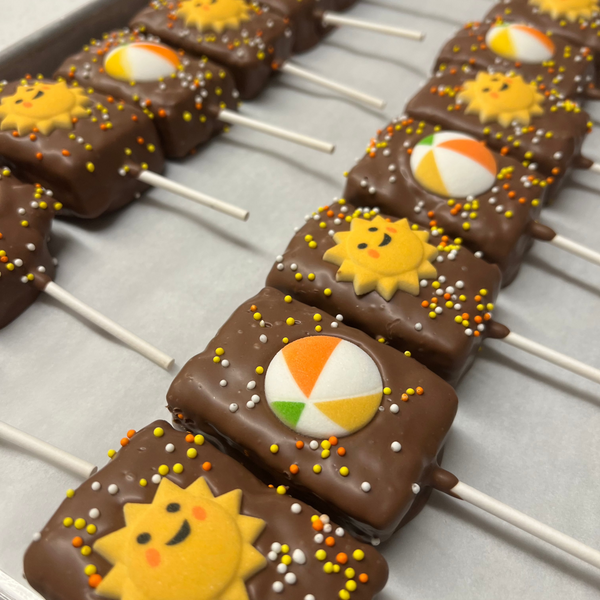 Milk Chocolate-Dipped Rice Krispie Treats – Summer Edition