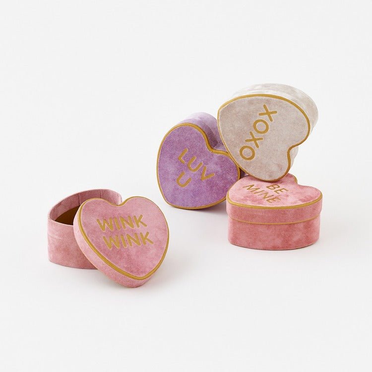 Conversation Hearts, Flocked Heart Box - Nandy&