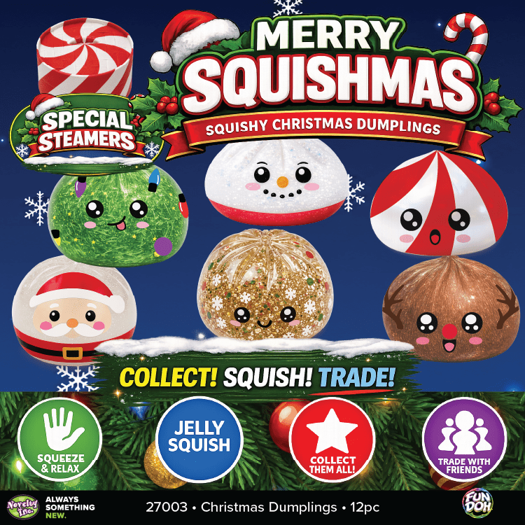 Fun Doh Christmas Dumpling Squishy Toy 12pc Holiday Display - Nandy&