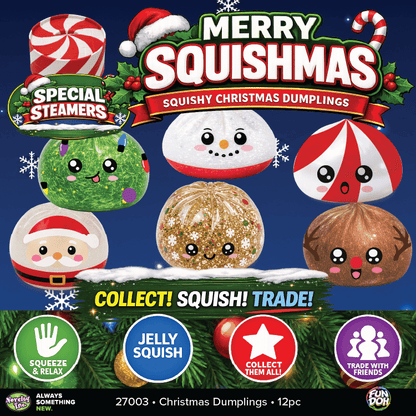 Fun Doh Christmas Dumpling Squishy Toy 12pc Holiday Display - Nandy&