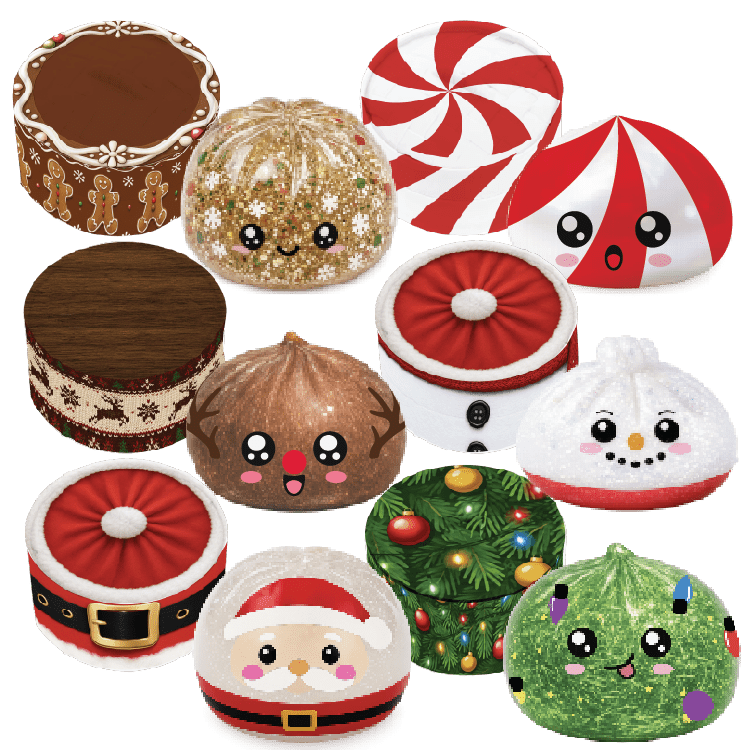 Fun Doh Christmas Dumpling Squishy Toy 12pc Holiday Display - Nandy&