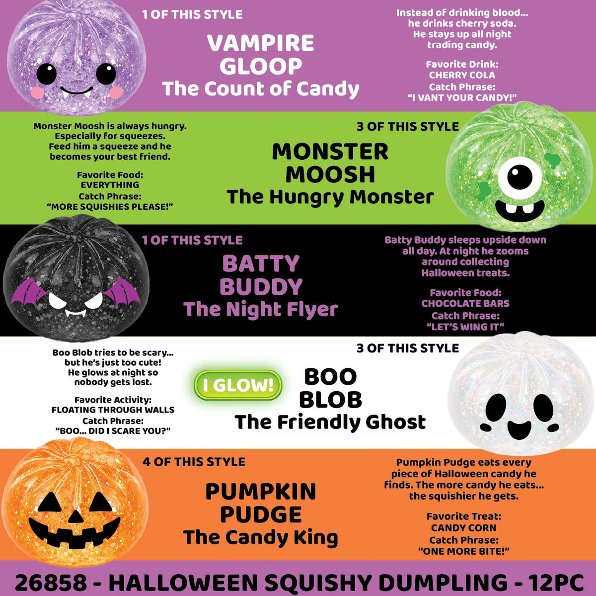 Fun Doh Halloween Dumpling Squishy Toy - 12/Display - Nandy&
