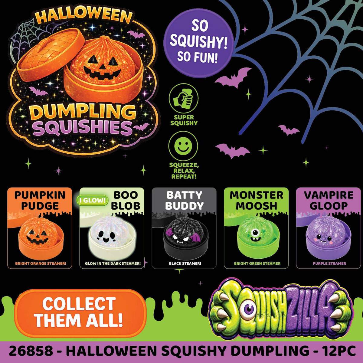 Fun Doh Halloween Dumpling Squishy Toy - 12/Display - Nandy&