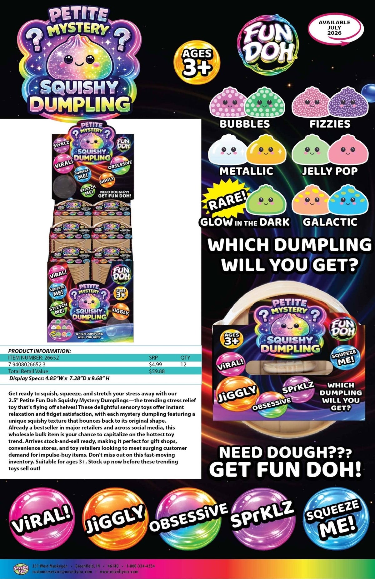 Fun Doh Petite (Mini) 2.5" Mystery Dumpling Squishy Toy - Nandy&