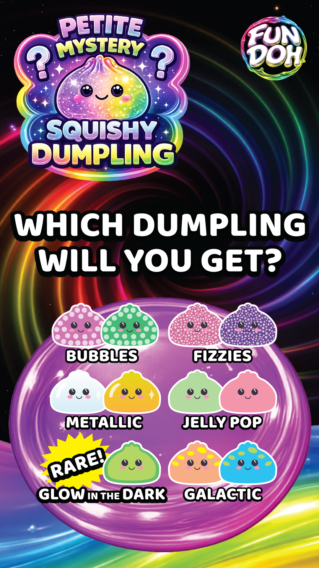 Fun Doh Petite (Mini) 2.5" Mystery Dumpling Squishy Toy - Nandy&