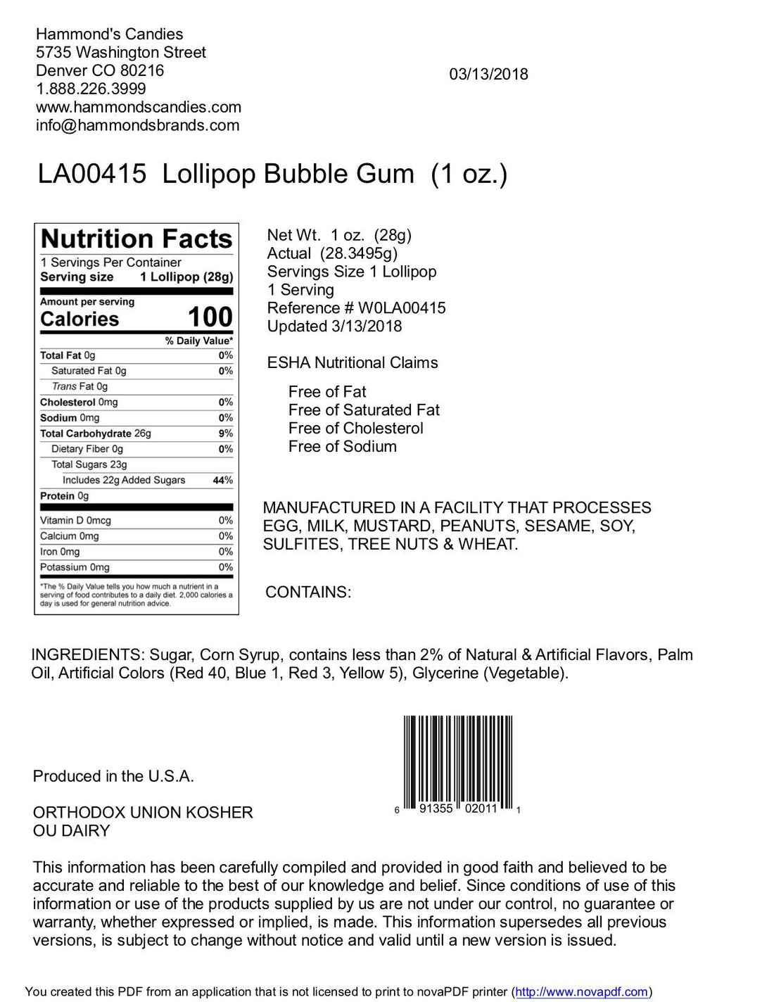 Handmade Lollipop - Bubblegum - 1 oz - Nandy&
