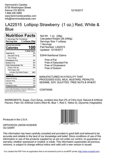Handmade Lollipop - Strawberry - 1 oz - Nandy&
