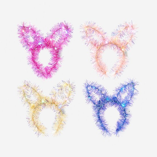 Light Up Tinsel Bunny Ear Headband - Nandy's CandyLight Up Tinsel Bunny Ear Headband