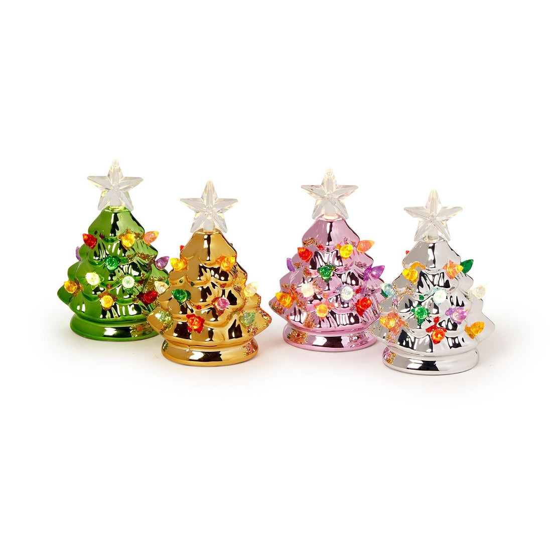 Mini Metallic LED Light up Christmas Trees - Nandy&