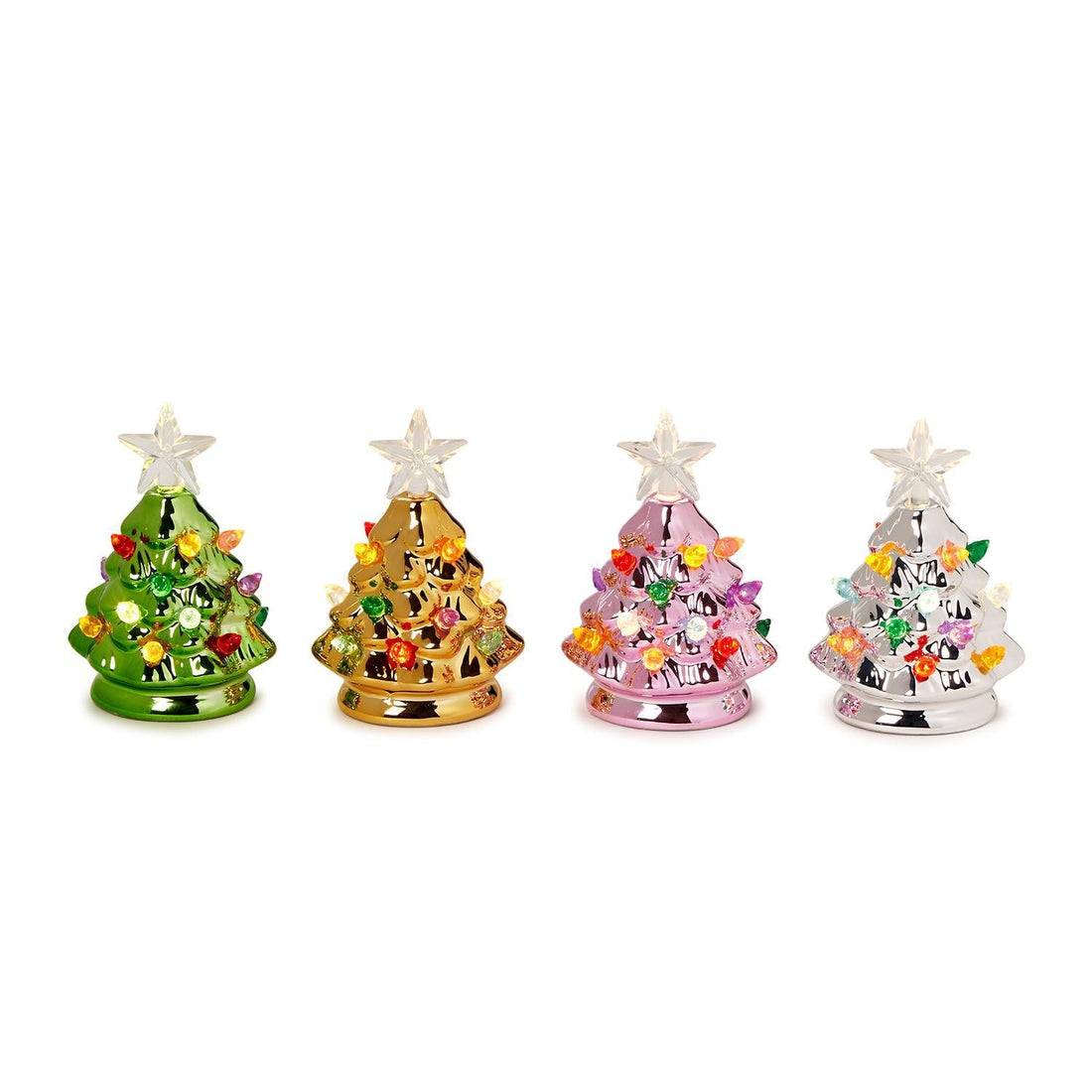 Mini Metallic LED Light up Christmas Trees - Nandy&