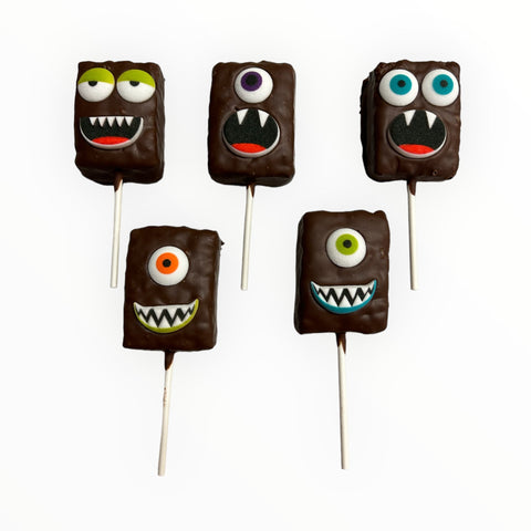 Monster Chocolate Covered Krispie Treats - Nandy's CandyMonster Chocolate Covered Krispie Treats