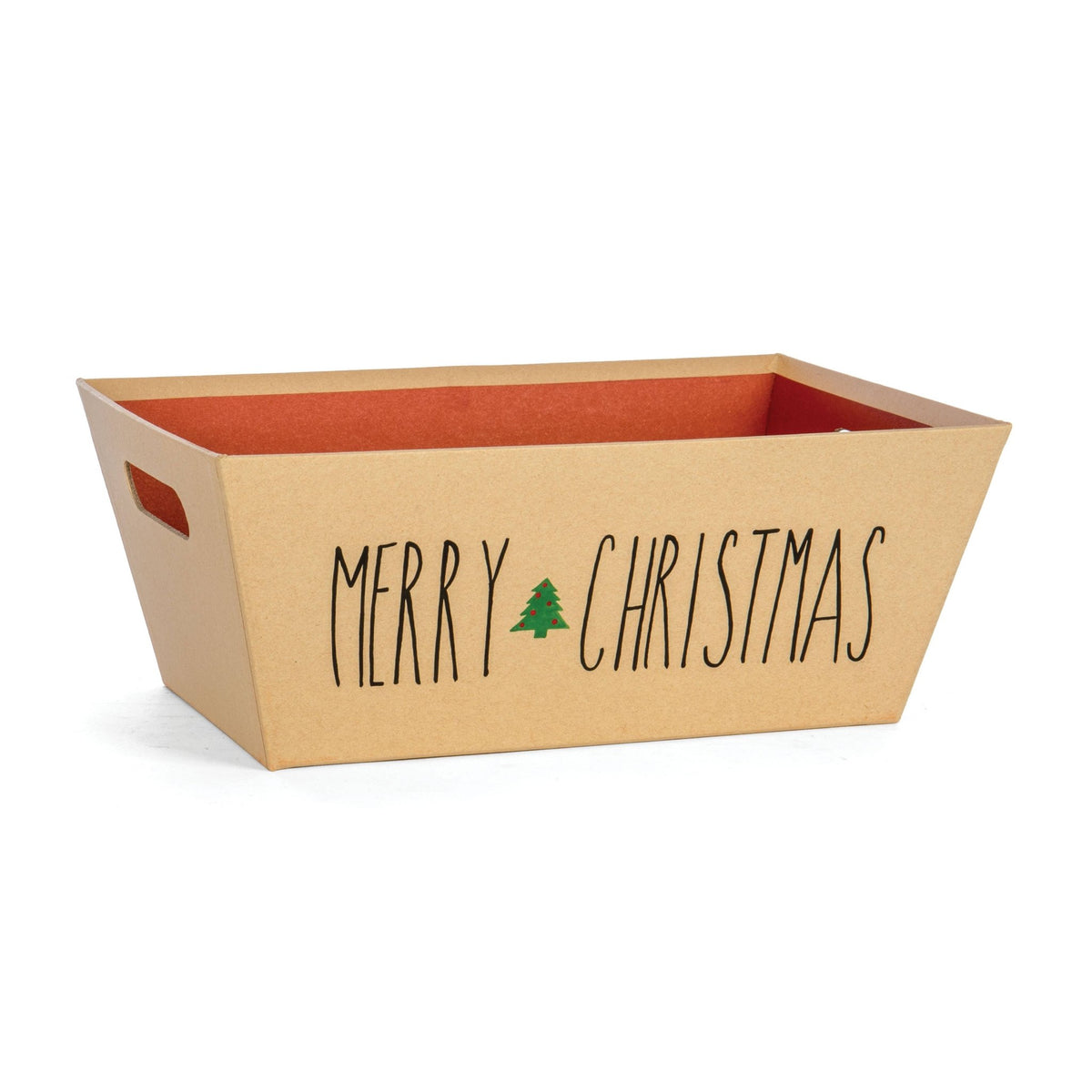 Paperboard Tray w/Inset Handles- Kraft w/Merry Christmas - Nandy&