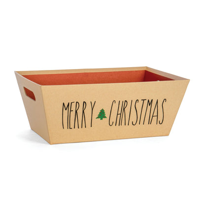 Paperboard Tray w/Inset Handles- Kraft w/Merry Christmas - Nandy&