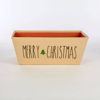 Paperboard Tray w/Inset Handles- Kraft w/Merry Christmas - Nandy&