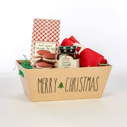 Paperboard Tray w/Inset Handles- Kraft w/Merry Christmas - Nandy&
