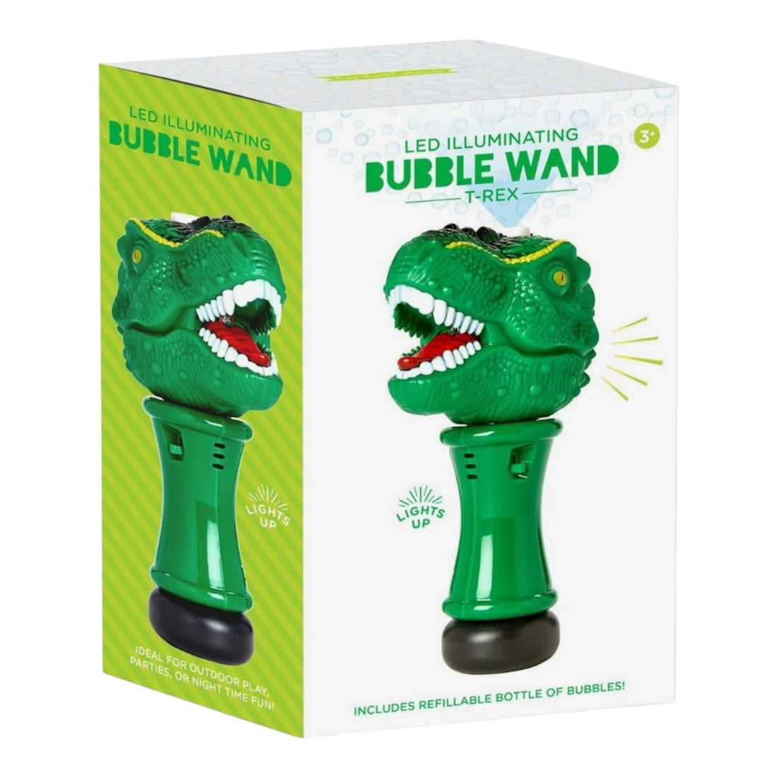 T - Rex LED Illuminating Bubble Wand Blower with Refillable Bottle and Solution - Nandy&