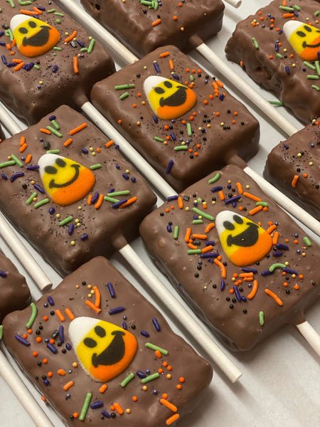 Fall Chocolate Covered Krispie Treats - Nandy's CandyFall Chocolate Covered Krispie Treats