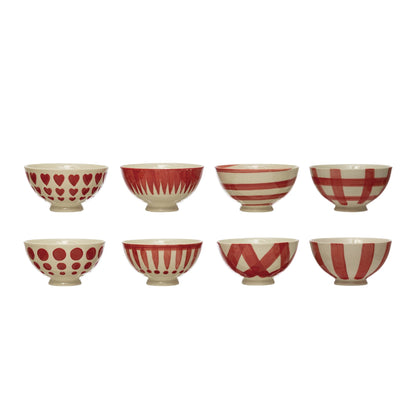Red and White Stoneware Bowls - Nandy&